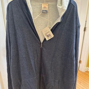 Faherty Men’s Cloud reversible zip hoodie navy heather/Ivory Size Large